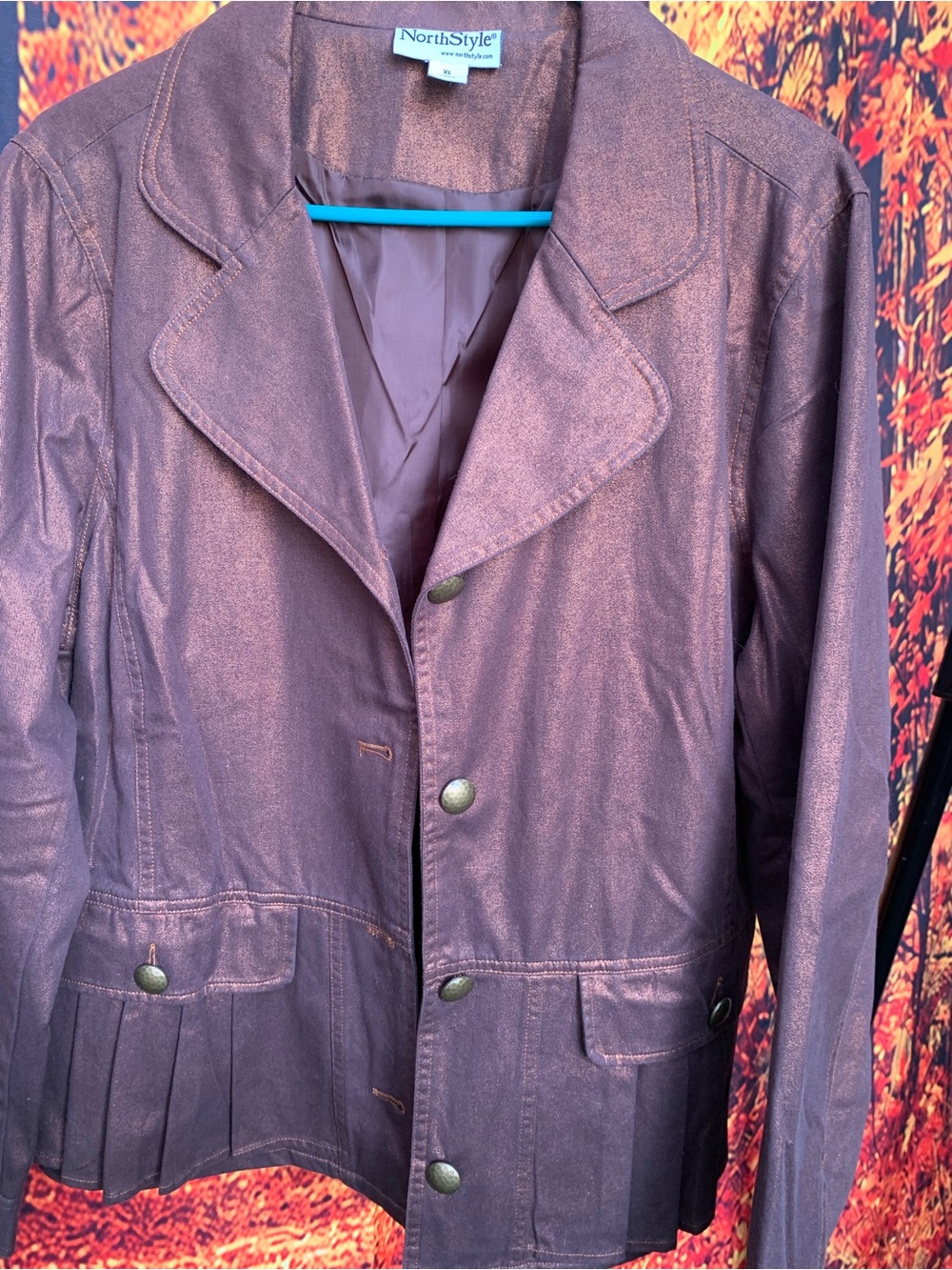 NorthStyle Metallic Bronze/Brown Notched-Lapel Blazer